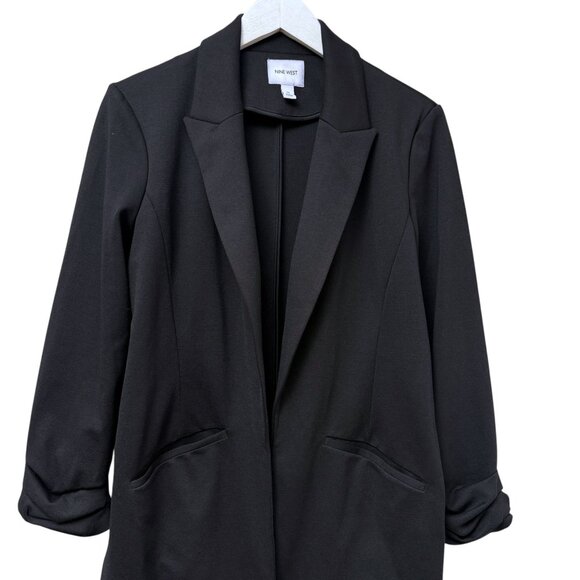 Nine West Womens Blazer Size Medium Black Stretch Ponte Knit Career Jacket - Picture 3 of 9